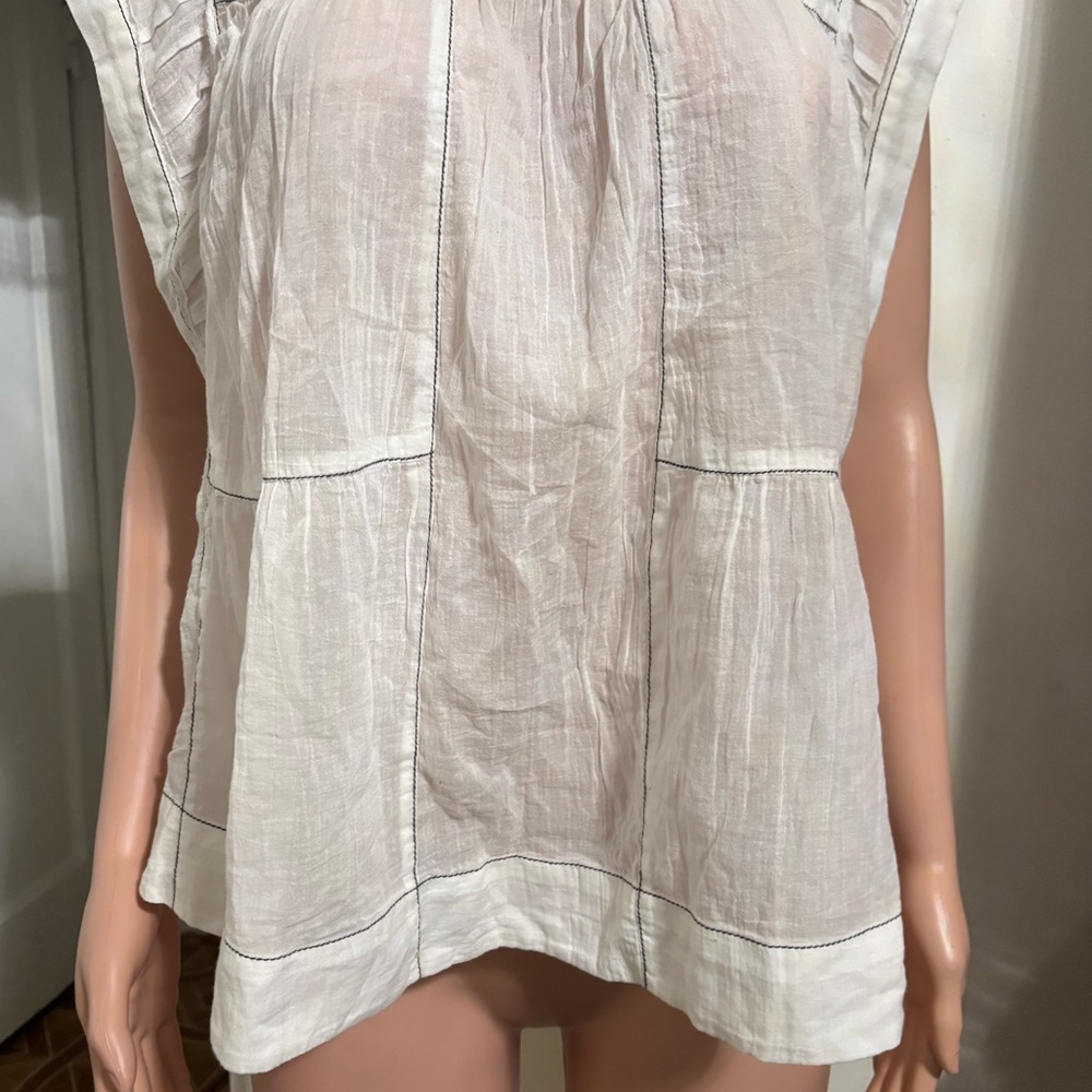 NWT ANTHROPOLOGIE Women’s Cap-Sleeve Babydoll Blouse - Picture 8 of 16